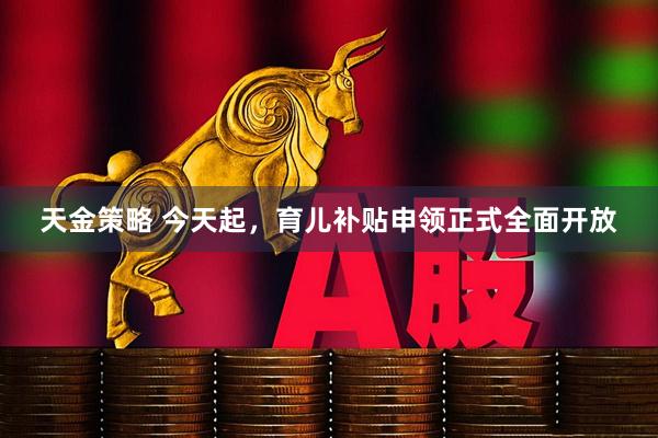 天金策略 今天起，育儿补贴申领正式全面开放