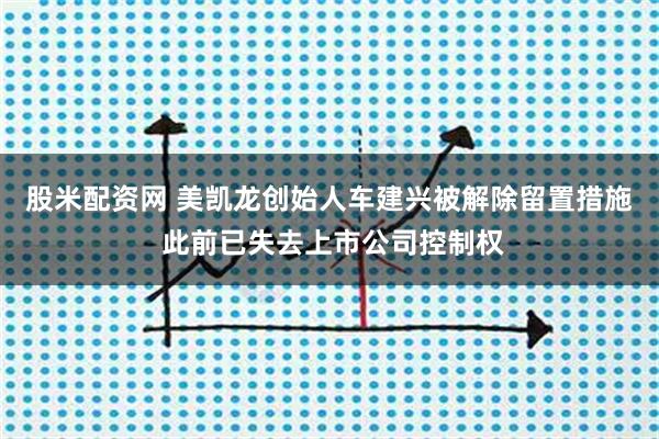 股米配资网 美凯龙创始人车建兴被解除留置措施 此前已失去上市公司控制权