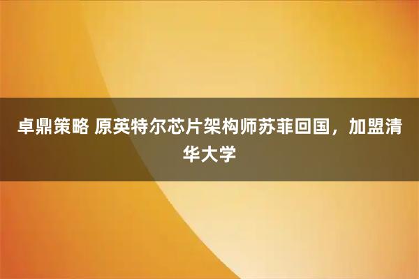 卓鼎策略 原英特尔芯片架构师苏菲回国，加盟清华大学